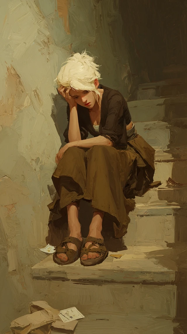 Woman in Distress Oil Painting