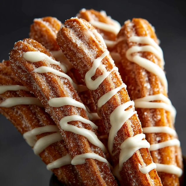 Churros with White Chocolate Drizzle Dessert Food
