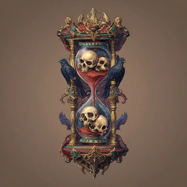 Evil Hourglass with Skulls Realistic Design