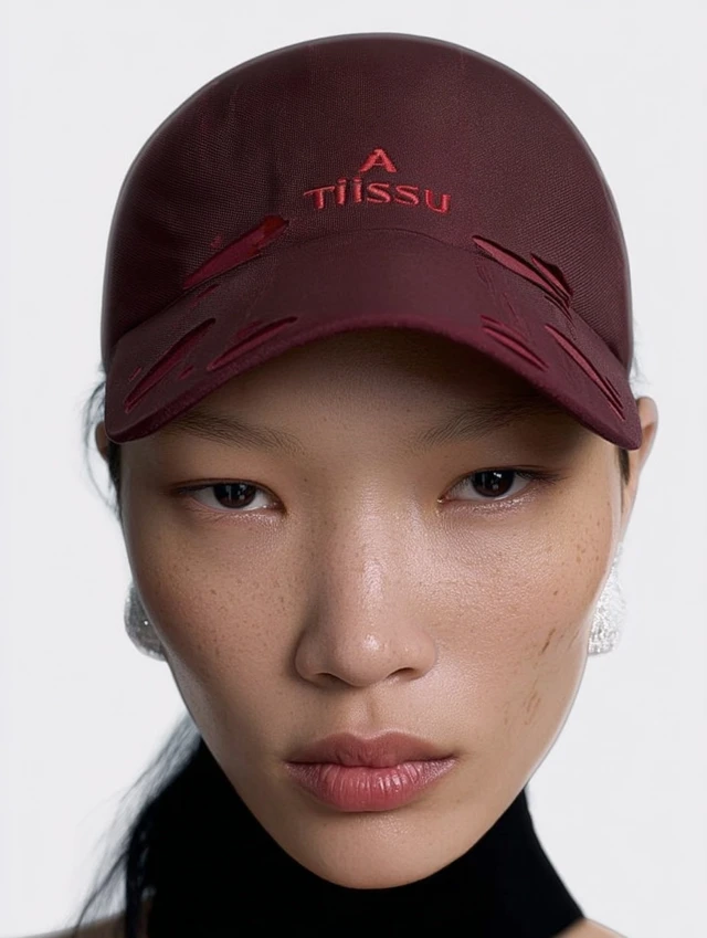 Fashionable Model in Futuristic Cap and Dress