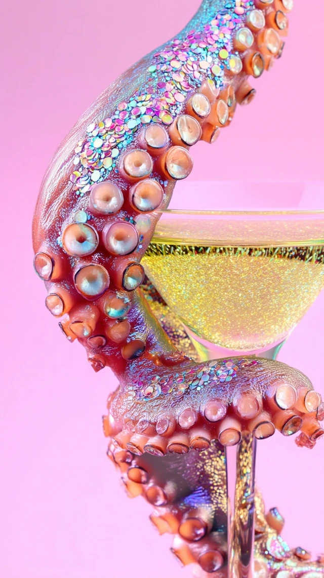Iridescent Octopus Tentacle Martini Art