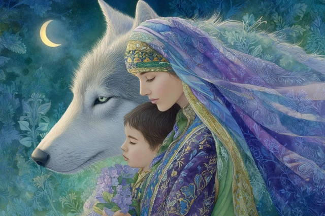 Mother and Child Wolf Painting by Jody Bergsma