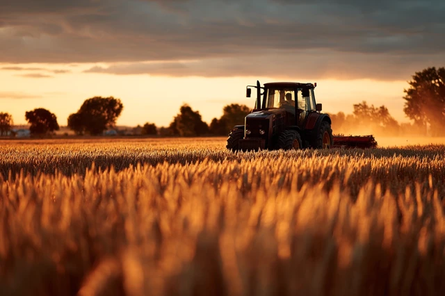 Tractor in Wheat Field - Golden Light Photography