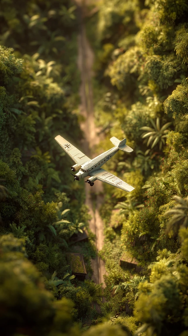 Junkers Ju 52 Airplane Over Argentinian Jungle Diorama