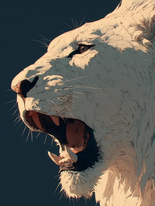 Anime Lion Close Up Dramatic Poster Art