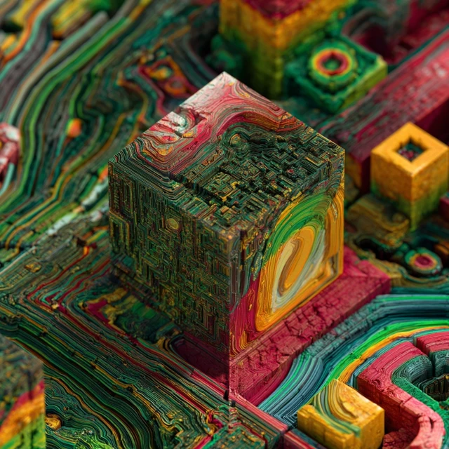 Abstract Fractal Cubes Digital Art Aerial View