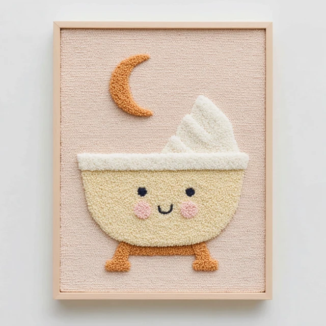 Handcrafted Baby Cradle Punch Needle Wall Hanging