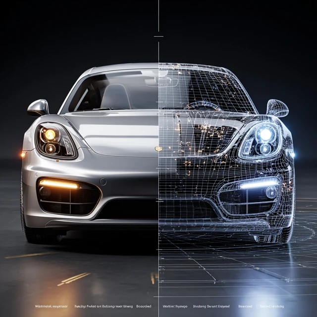 HighEnd Sports Car Split Design 3D Wireframe