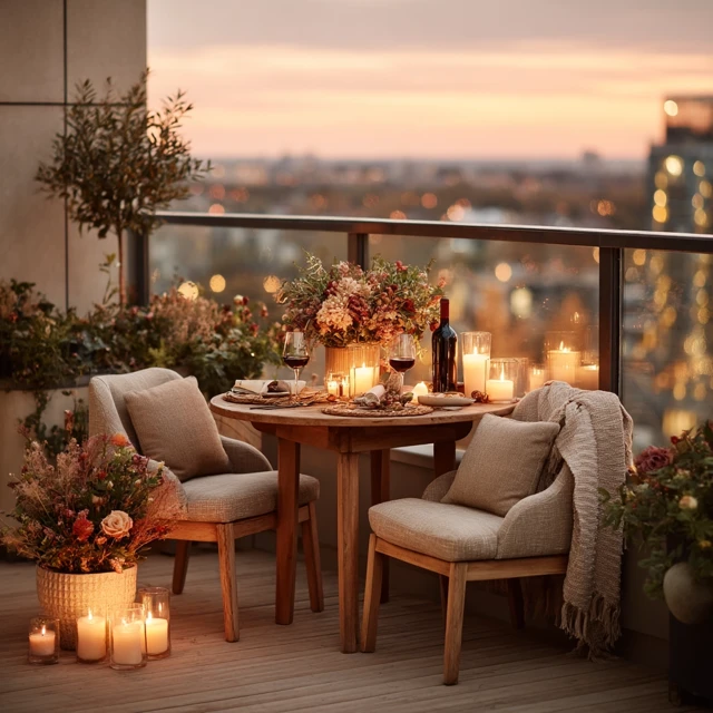 Romantic Balcony Dinner with City View
