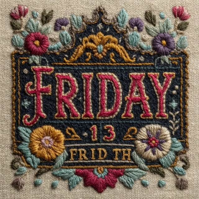 Friday the 13th Embroidered Event Advertisement