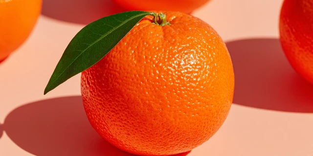 Fresh Orange with Leaf Gourmet Food Photography