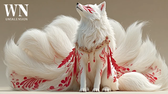 Nine Tailed Fox Anime Art with Sacred Markings