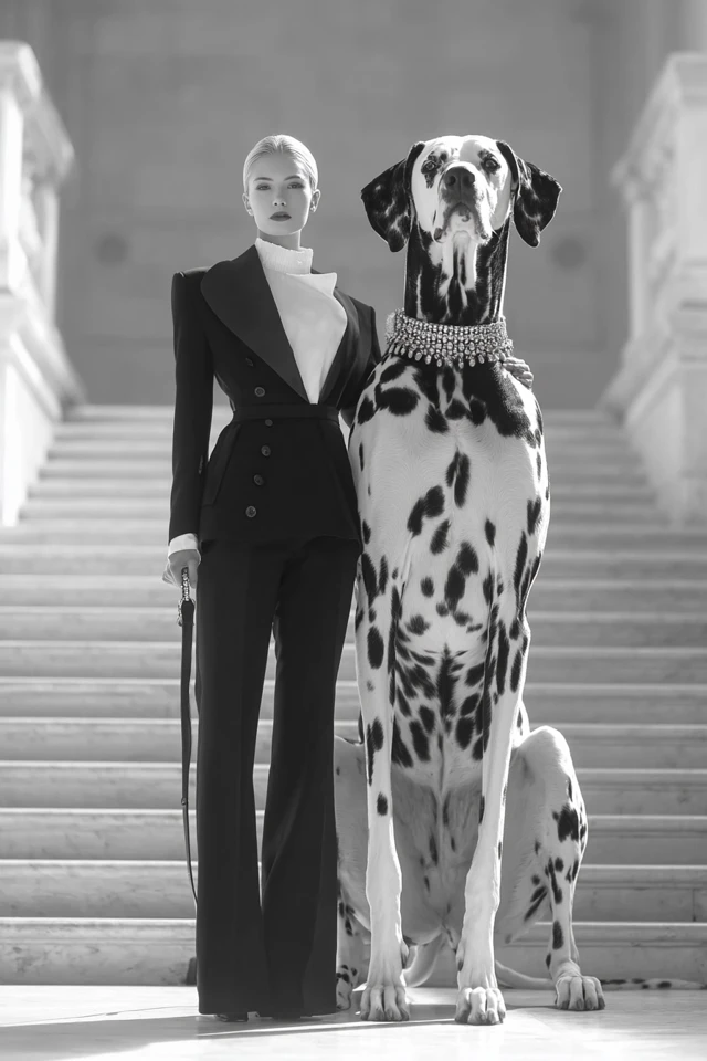 High Fashion Model and Dalmatian at MET Opera