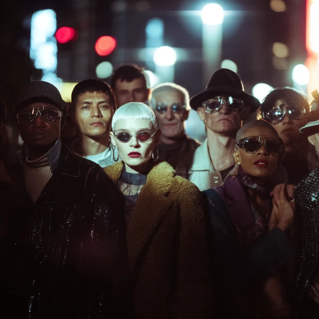 Cyberpunk Crowd Portrait: Blade Runner Aesthetic