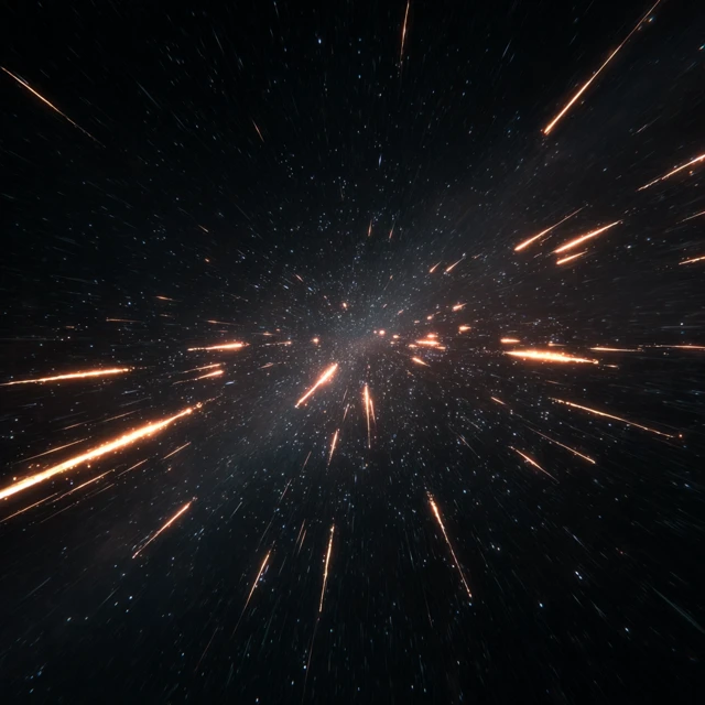 Falling Stars in Space Cinematic Lighting