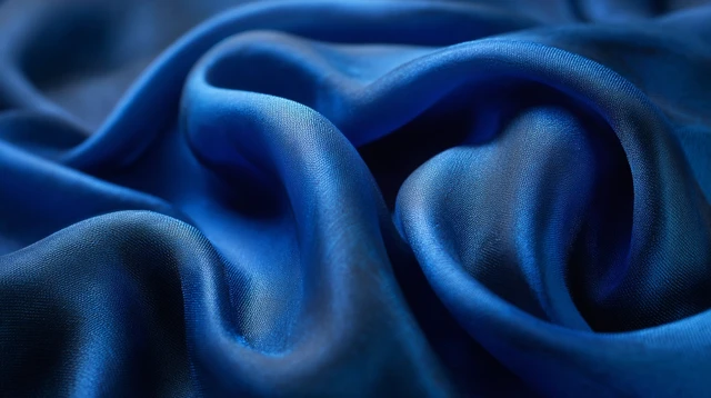 Blue Silk Fabric Background Close Up Texture