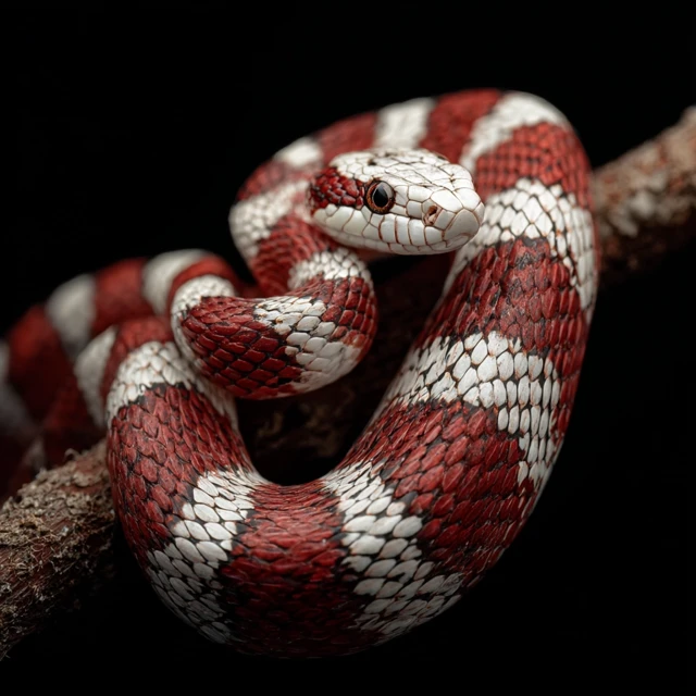 Red and White Snake Close Up Photography