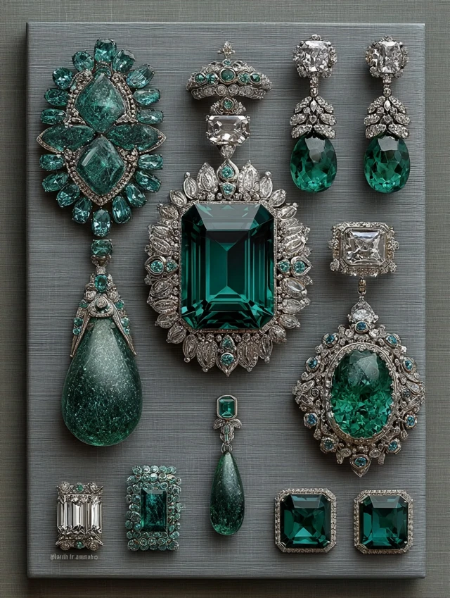 Emerald and White Topaz Jewelry Designs