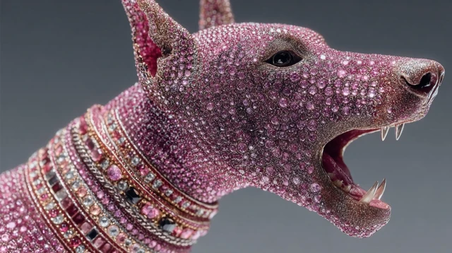 Jeweled Angry Doberman Barking Art