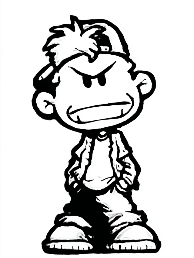 Evil Mascot Face Cartoon Illustration