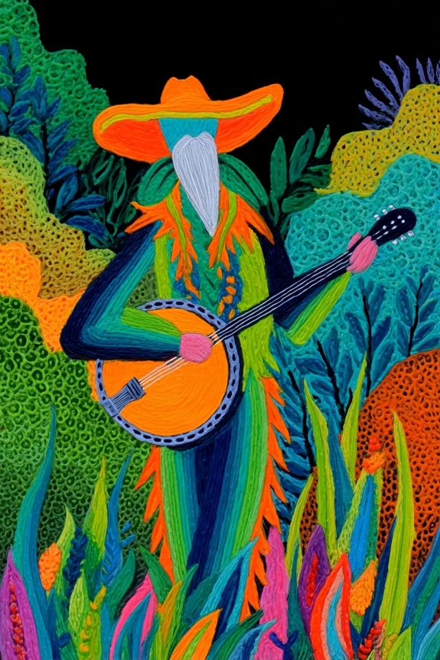Folk Music Superhero Banjo and Harmonica