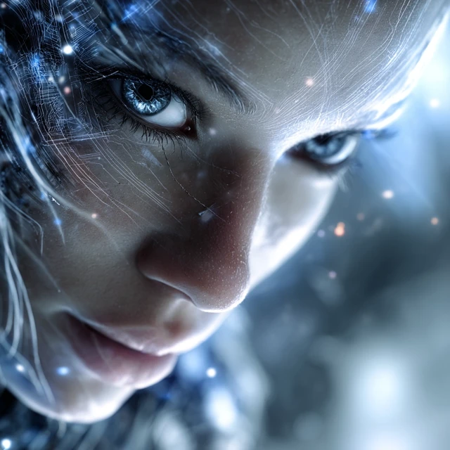 Futuristic AI Face Cybernetic Beauty