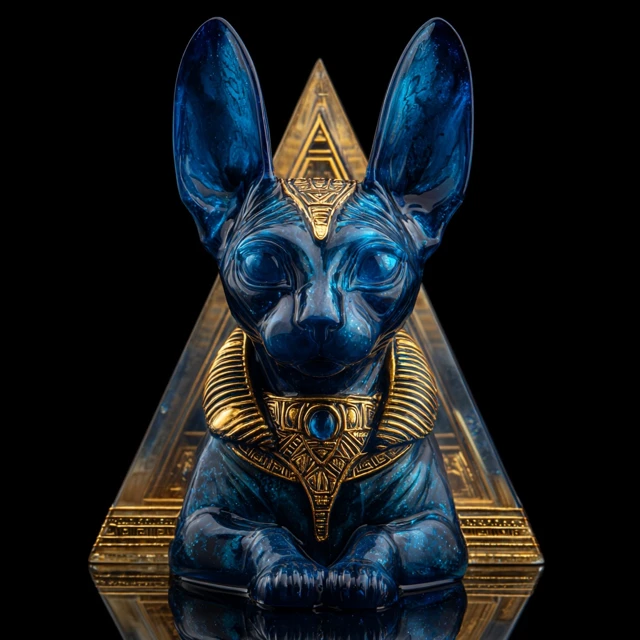 Egyptian Sphinx Statue with Pharaoh Hat