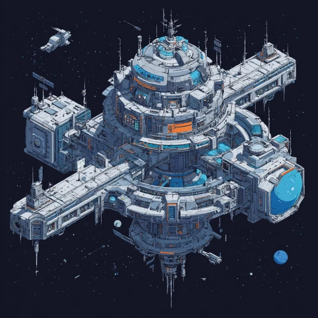Isometric Futuristic Space Station