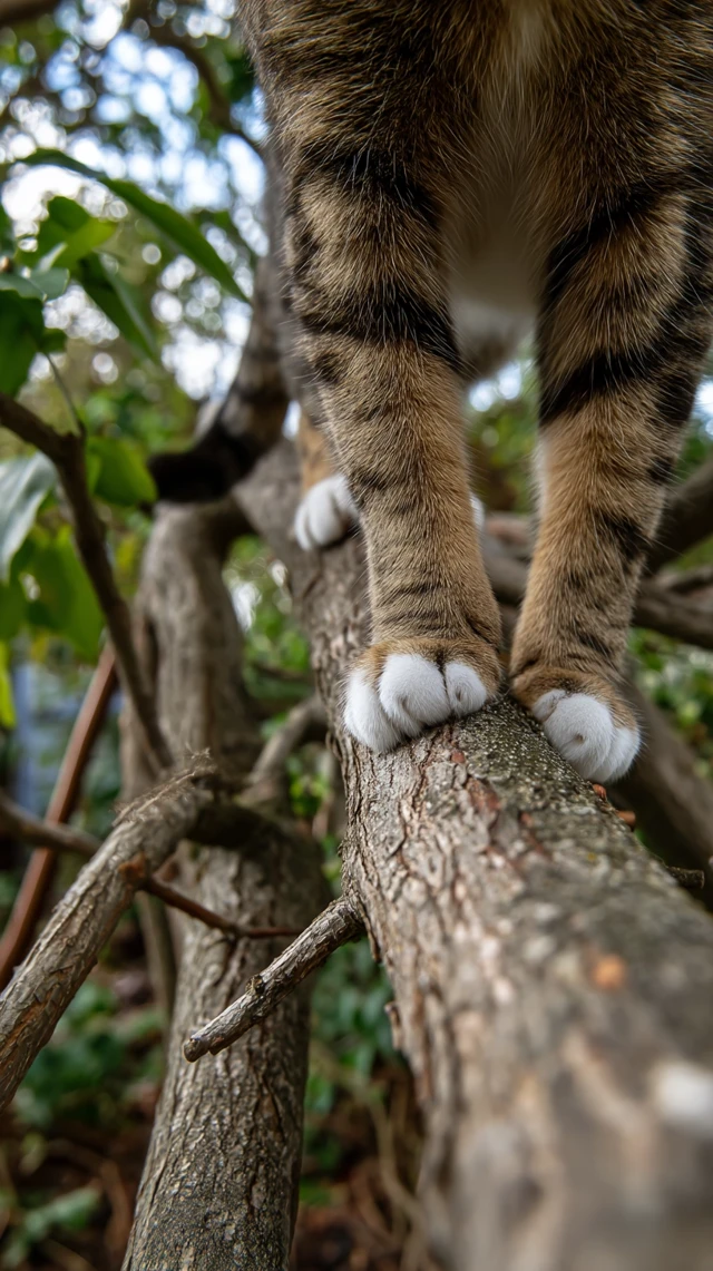 Cat Climbing Tree Branch