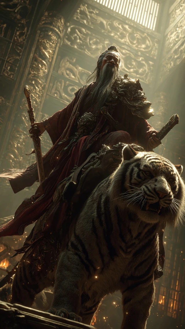 Zhang Tianshi Taoist Master Riding Tiger 3D