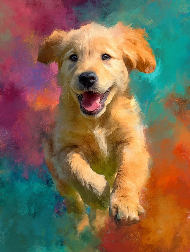 Golden Retriever Puppy Oil Painting