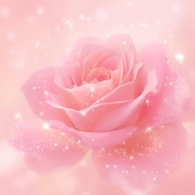 Beautiful Pink Rose with Sparkling Effects