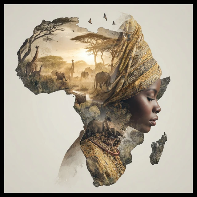 African Art Double Exposure Nigerian Woman