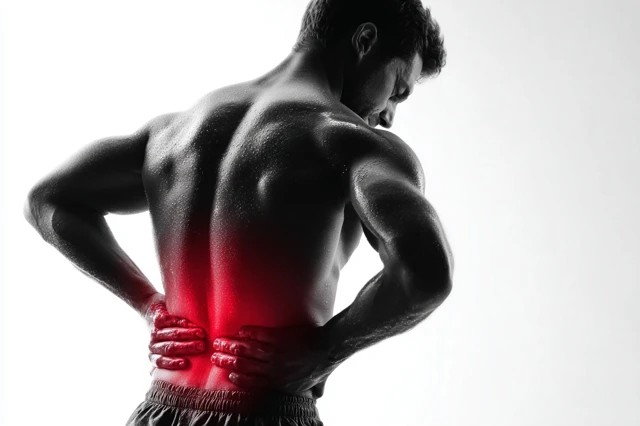 Back Pain Young Man Suffering Close Up Stock Photo
