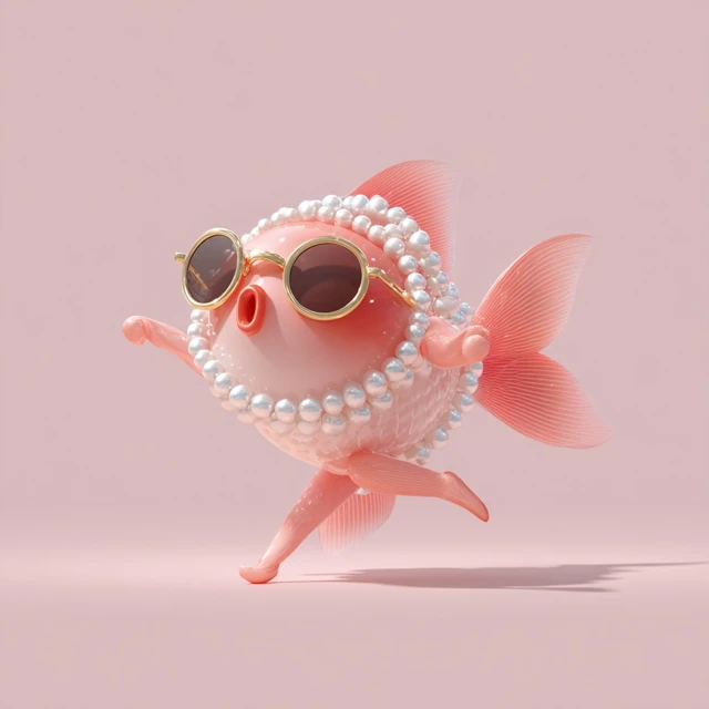 Elegant Fish Aerobics Cartoon Character Pearls Sunglasses