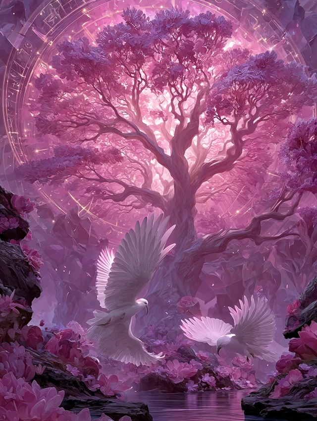 Mystical World Tree with Ravens