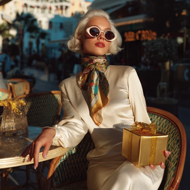 Luxury Fashion Evening Cafe Scene Riviera Monaco Style