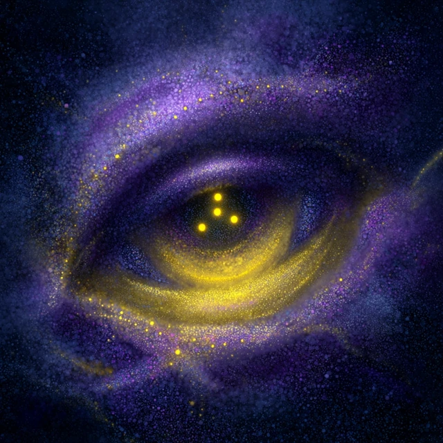 Cosmic Eye Illustration Stardust and Glowing Particles