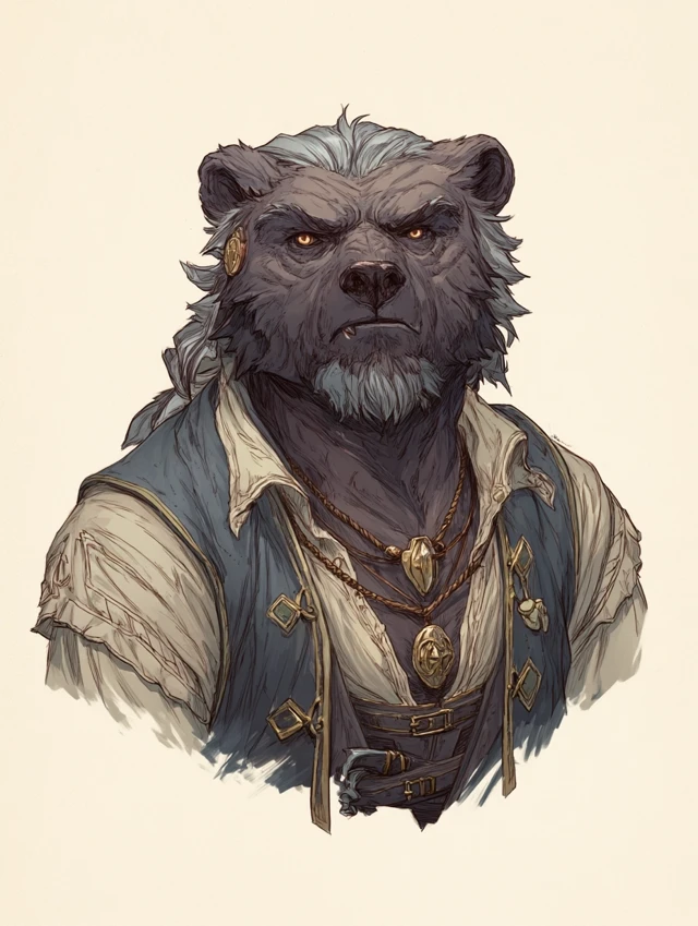 Bearfolk Sailor Portrait TTRPG Character Art