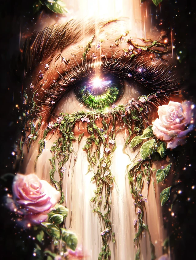 Mystical Eye with Flowers Dreamscape