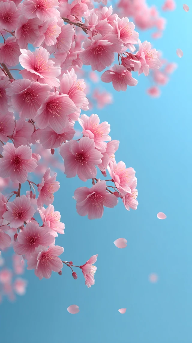 Cherry Blossoms Mobile Wallpaper - Pink Flowers and Blue Sky