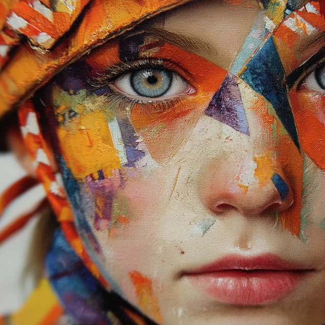 Geometric Collage Face Portrait Art