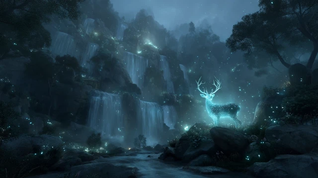 Enchanted Valley Spirit Deer Waterfall