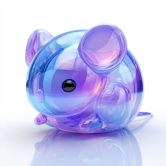 Cute Futuristic Mouse CGI Rendering in Purple and Blue