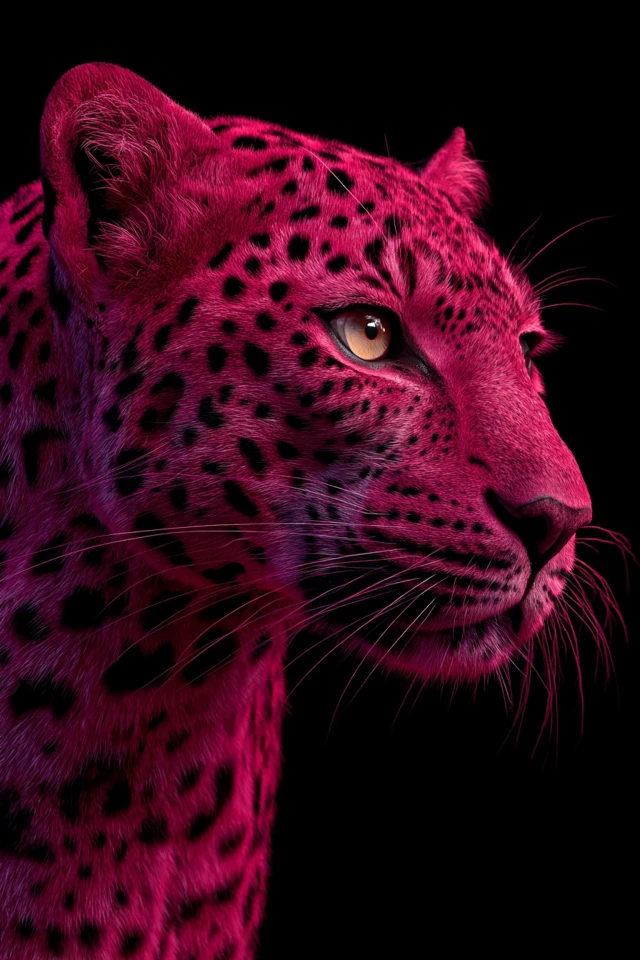 Pink Leopard Portrait Hyper Realistic Details