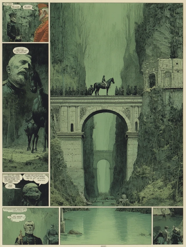 Comic Page Antique Statue in Ancient Forest