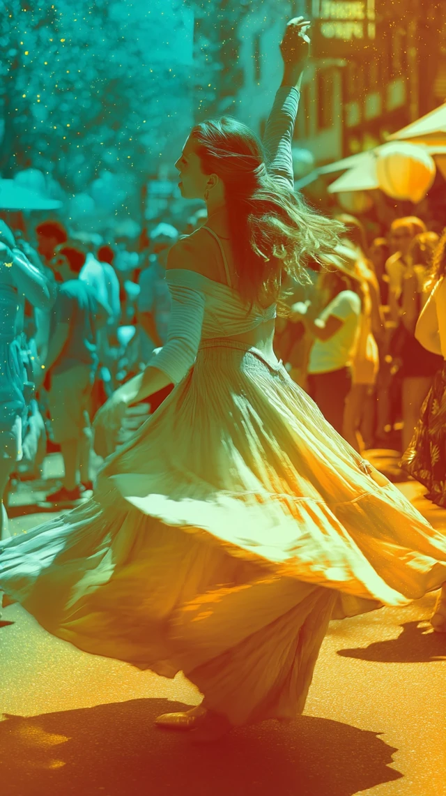 Ecstatic Dancer Twirling Festival High Resolution Photo