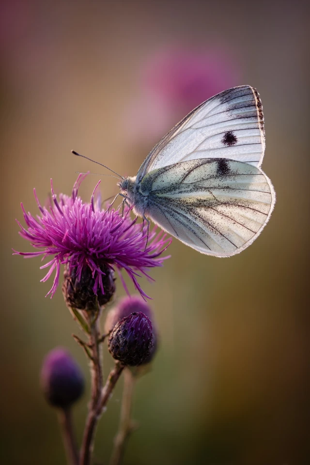 Butterfly on a Purple Thistle Macro Photography