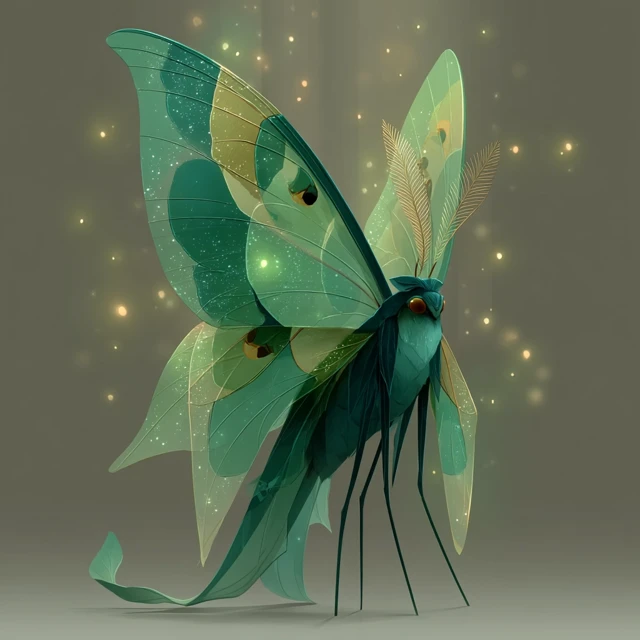 Gossipy Luna Moth Cartoon Character