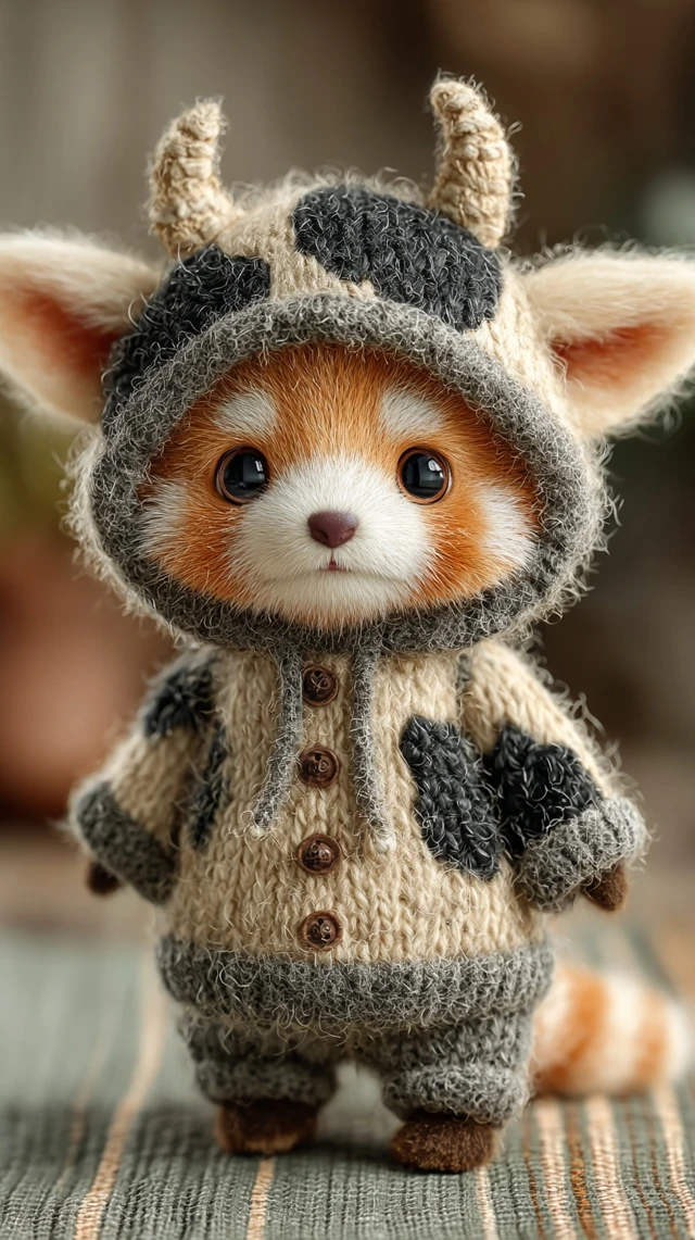 Cute Red Panda LBOOX in Cow Costume